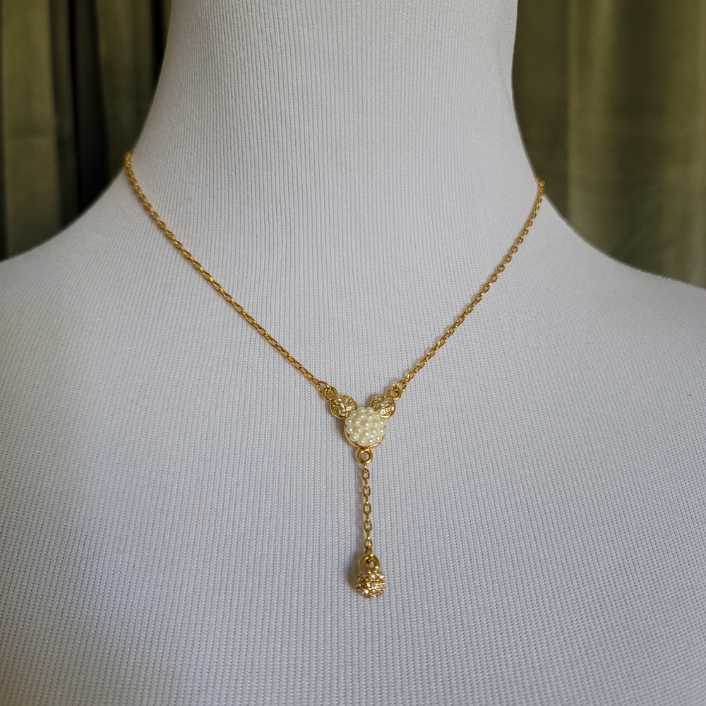 Preppy Kidcore Bridal Beachy Disney Mickey Mouse Ears Lariet Pendant Necklace